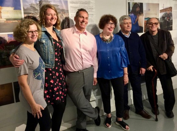 Reception for "Capture Your Freedom" at Gallery RIVAA The Conservancy's Marketing Director, Madeline Grimes, and CEO Howard Axel (2nd & 3rd from left) joined by Jane Swanson, Cornell Tech, and RIVAA artists Esther Piaskowski, Ioan Popoiu & Valeriu Boborelu.